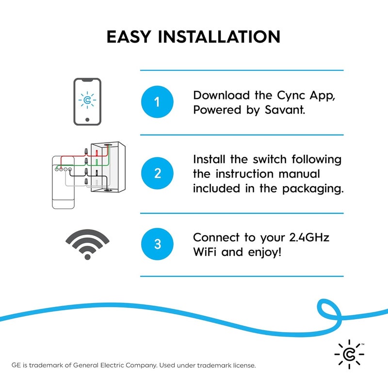 Cync GE Lighting Smart Dimmer Light Switch + Motion Sensor, Neutral Wire Required, Bluetooth and 2.4 GHz Wi-Fi 4-Wire Switch, Compatible with Alexa and Google Home (2 Pack) - Image 3